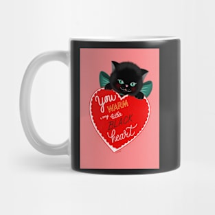 Cute Vintage Black Cat Valentines Day Mug